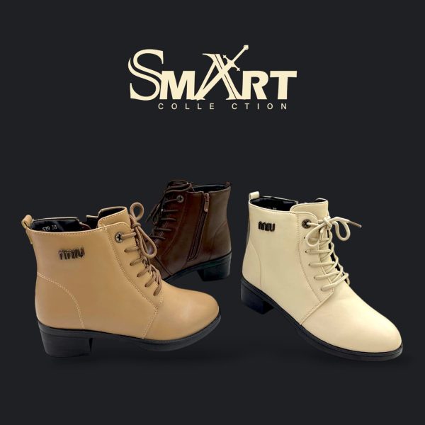 Ankle Boots for Women Womens Low Chunky Heel  Solid Color Side Zipper Booties Lace-Up Short Shoes Non-slip and Wear Winter Boots for Women Lightweight and Comfortable Ankle Booties