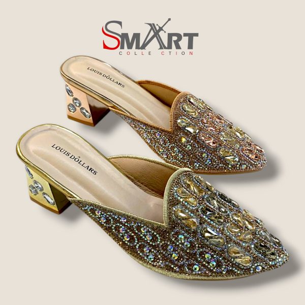 golden stone heels HALF SHOES for women
